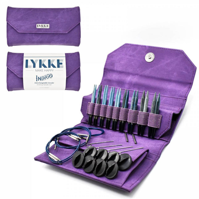 Lykke 3.5" Interchangeable Needle Set | Indigo | NEW! Violet Fabric Case