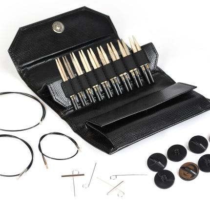Lykke 3.5" Interchangeable Needle Set | Driftwood | Black Faux Leather Case