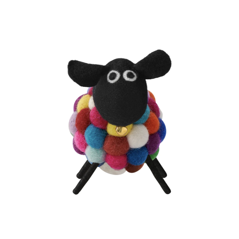 Felt Ball 3.5" Wool Sheep | Multicoloured