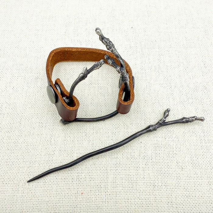 Espresso | Leather and Twig Shawl Pin