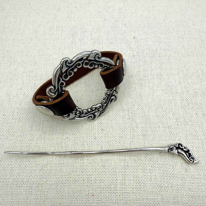 Espresso | Leather Waterfall Shall Pin