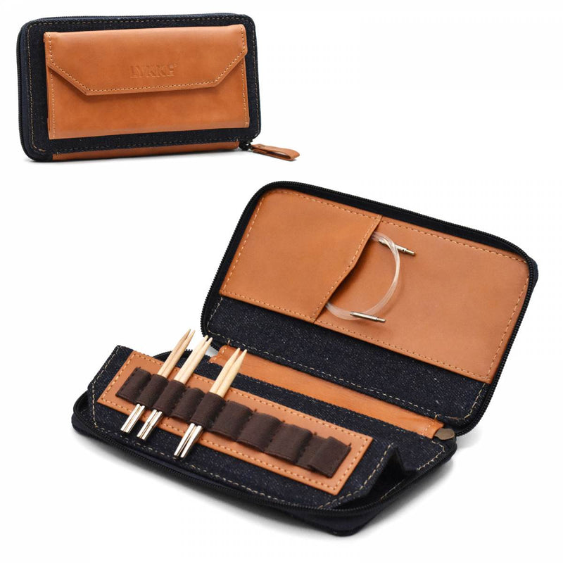 Oxford Case for 3.5" Tips | Denim & Camel Vegan Leather