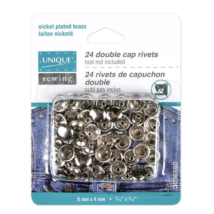 Double Cap Rivets - Silver 8mm x 4mm | 3036550 – STATEMENT JUNKIE YARN CO.