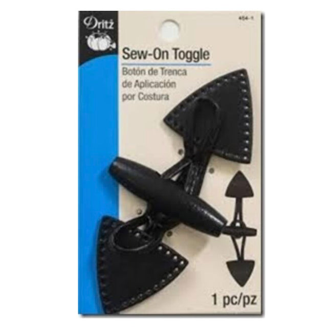 Sew on Toggle | Black Faux Leather