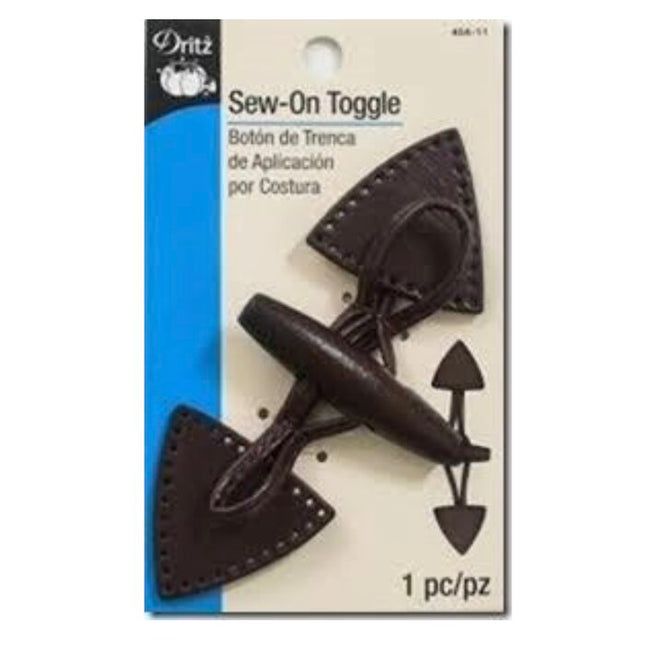 Sew on Toggle | Brown Faux Leather