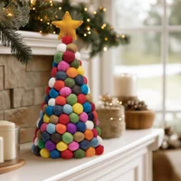 MODWOOL Felt Ball 12.5"h Tree with Star - Multicolour