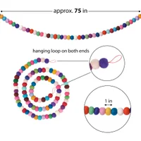 MODWOOL Felt Ball Garland - Multicolour (75" length)