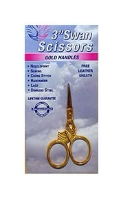 3" Swan Scissors with Leather Sheath
