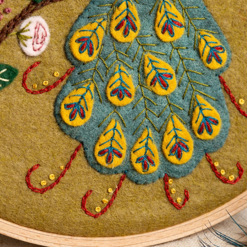 Flamboyant Peacock Applique Hoop Craft Kit
