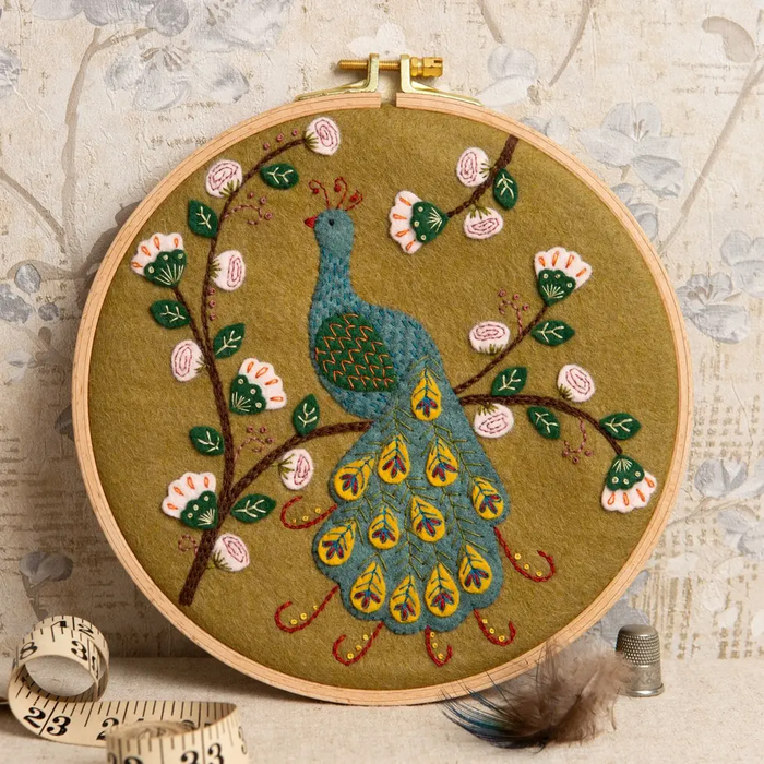 Flamboyant Peacock Applique Hoop Craft Kit