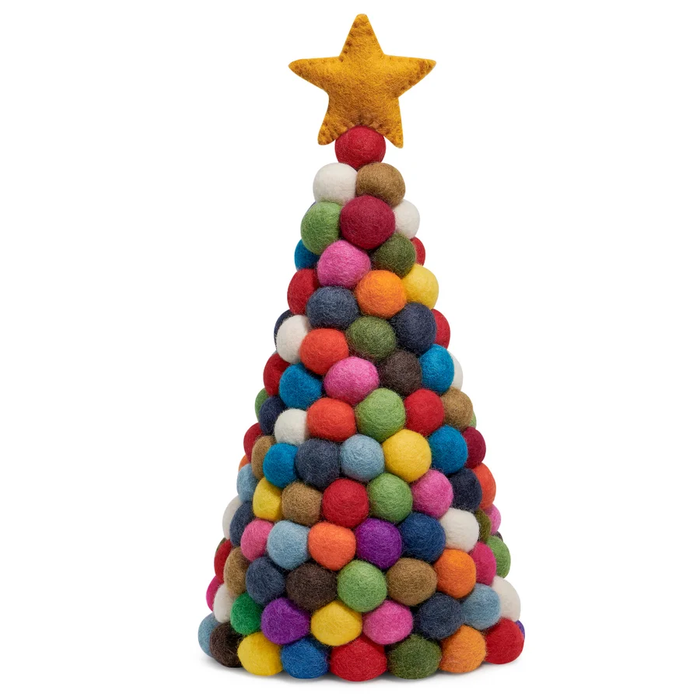 MODWOOL Felt Ball 12.5"h Tree with Star - Multicolour