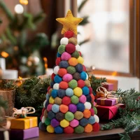 MODWOOL Felt Ball 12.5"h Tree with Star - Multicolour