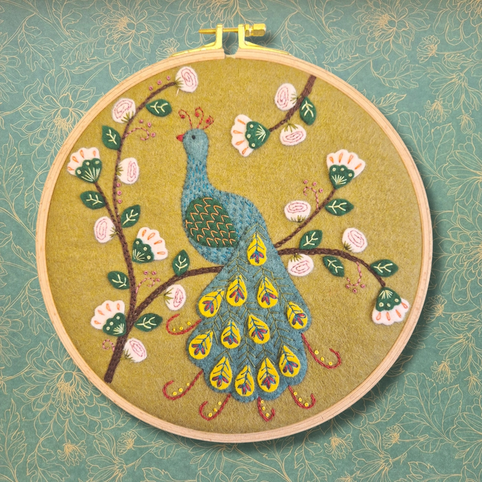 Flamboyant Peacock Applique Hoop Craft Kit