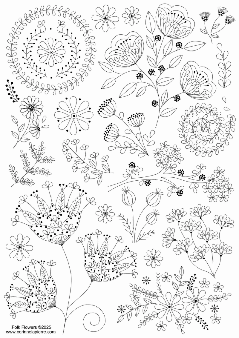 Folk Flowers | Stick & Stitch Embroidery Designs