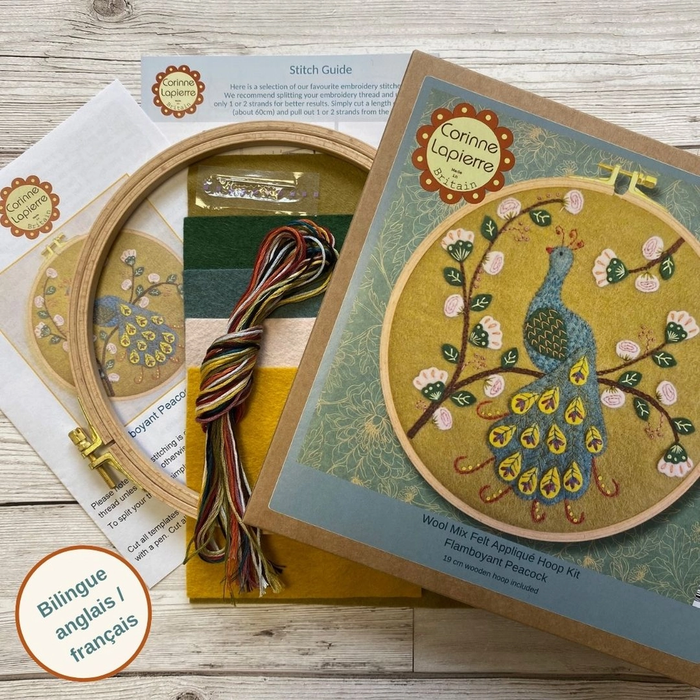 Flamboyant Peacock Applique Hoop Craft Kit
