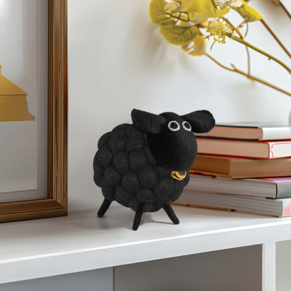 Felt Ball 3.5" Wool Sheep | Black