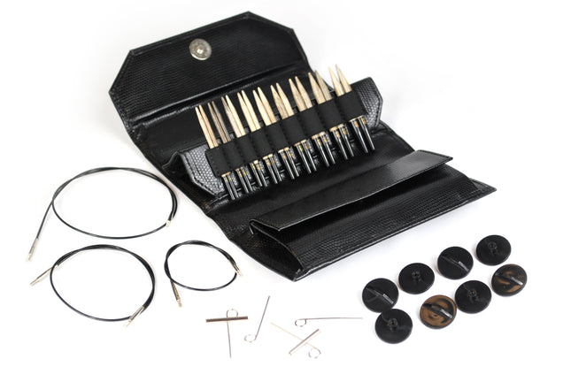 Lykke 3.5" Interchangeable Needle Set | Driftwood | Black Faux Leather Case