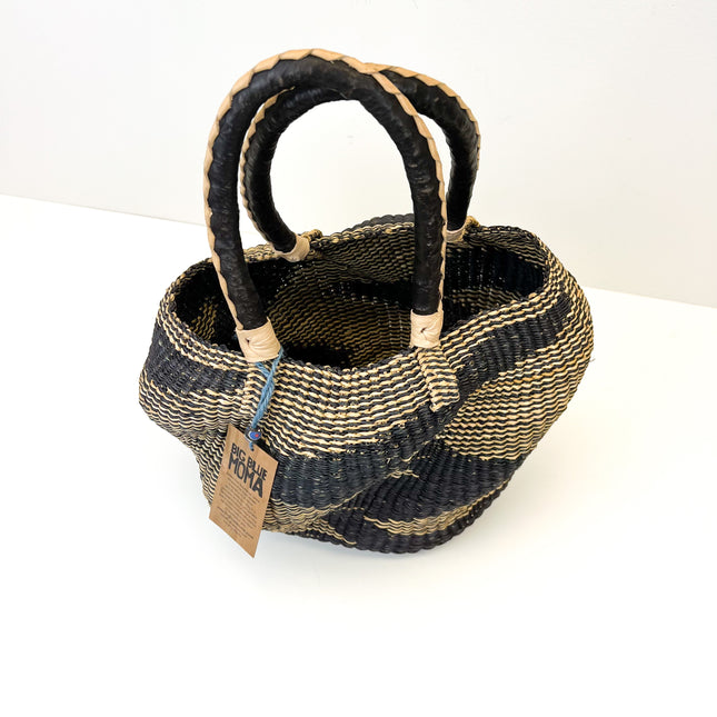African Bolga Basket | Wave Handbag | Navy Wave