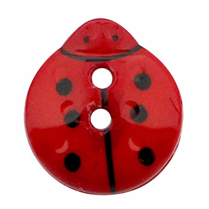 2 Hole Button - Red Ladybug