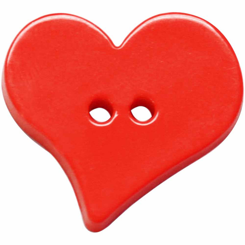 2 Hole Button - Red Heart