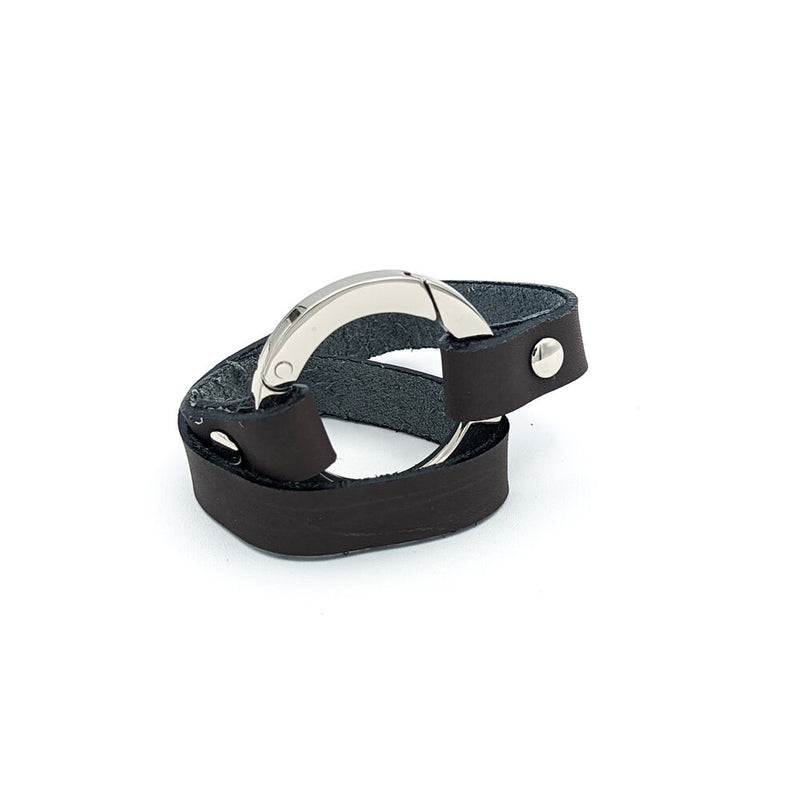 Round Ring Leather Shawl Cuff with Nickel